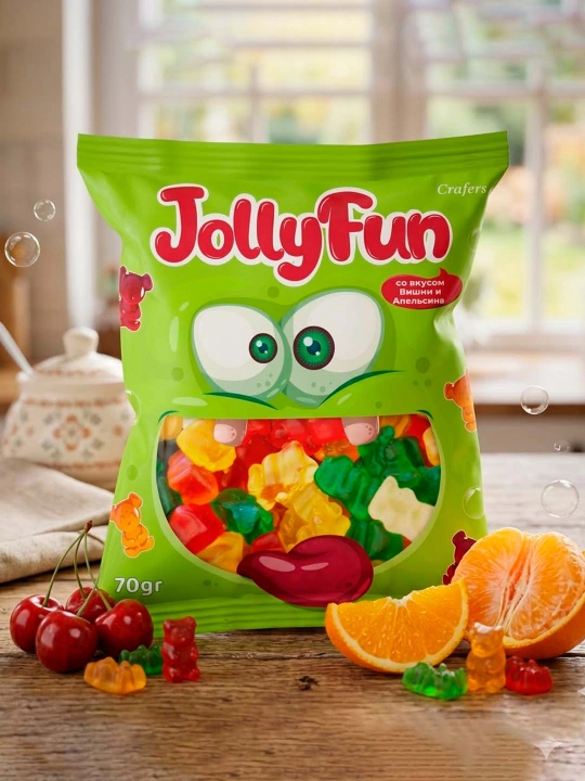 Мармелад Jolly Fun, вишня-апельсин, 70 г - 