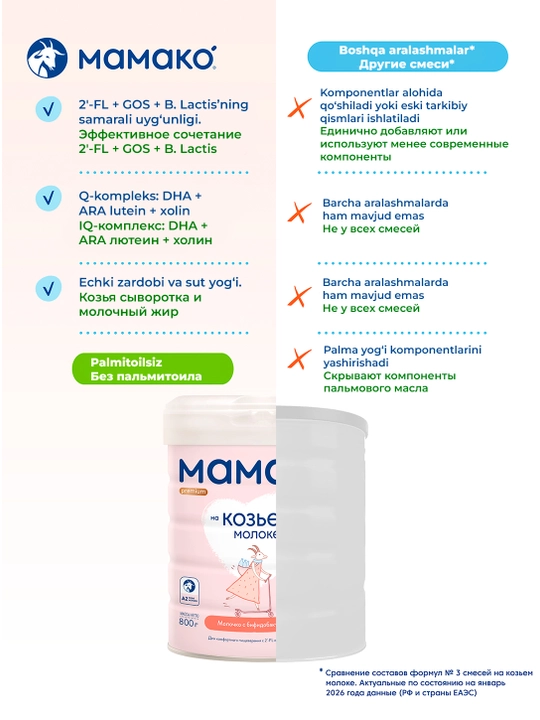 Детская смесь MAMAKO Premium 3 на козьем молоке 400/800 г 12+ мес