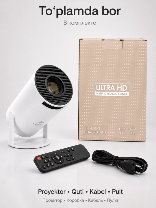 Mini proyektor uy va ofis uchun, pultli USB proyektor