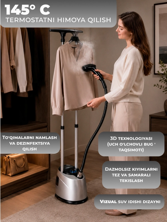 Professional bug‘lagich ARSHIA-9023 Germany, dazmol taxtasi bilan, vertikal bug‘lash