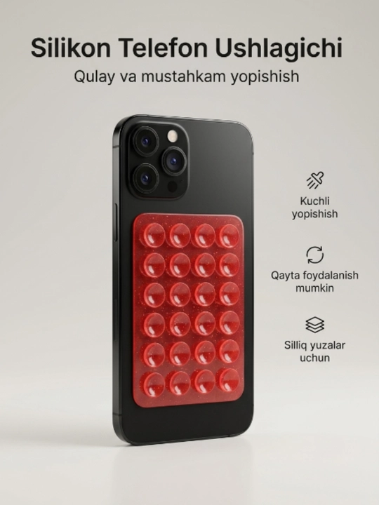 Telefon uchun silikon vakuumli ushlagich –  universal, qayta foydalaniladigan holder - 