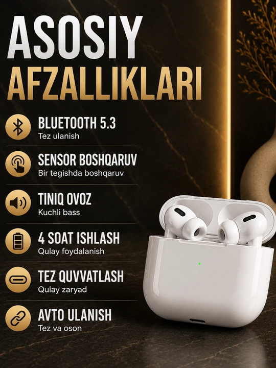 Pro 2 беспроводные наушники Bluetooth, премиум earbuds Type-C стерео