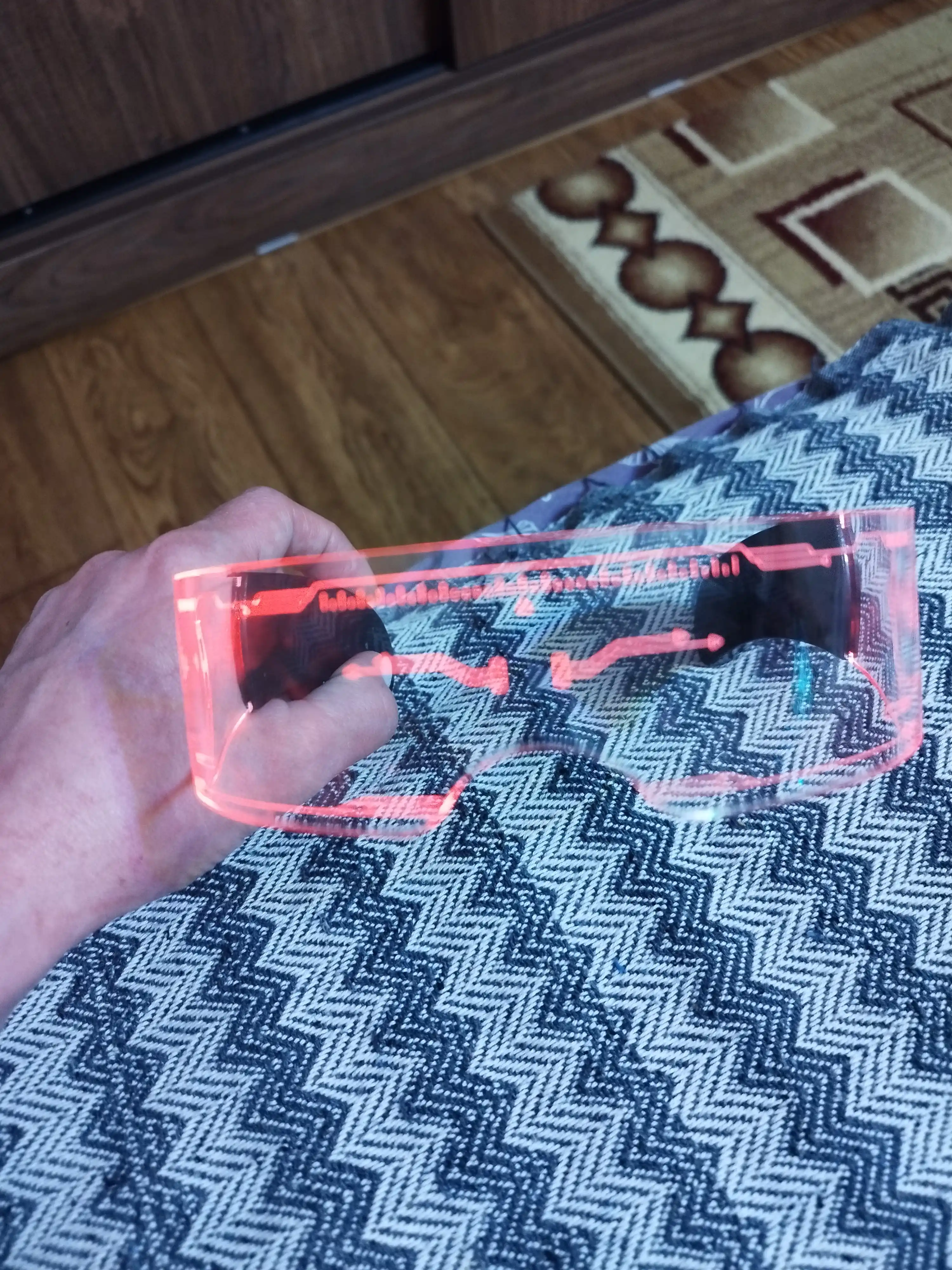 Yorqin LED ko'zoynaklar, ziyofat uchun, neon, svetodiod, uniseks, shaffof