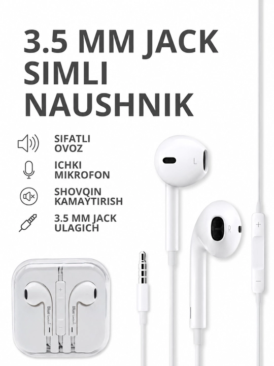 IPhone uchun simli quloqchinlar, (Pop-UP) mikrofon bilan, Lightning, Type-c, 3.5 mm Aux