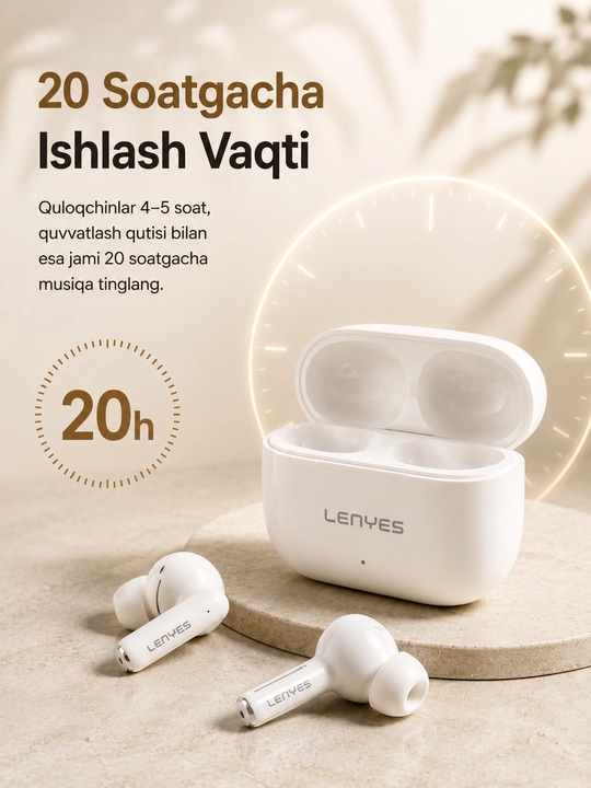 Беспроводные наушники Lenyes Air 68 TWS Bluetooth 5.4 с микрофоном Black