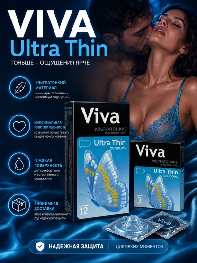 Презервативы VIVA, 3 / 12 шт – Ultra Thin / Classic / Dotted / Ribbed / Color — GUL1111-VIVA-ГОЛУБ-12DONA