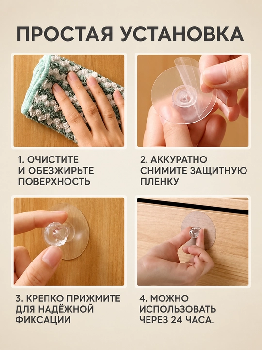 Крючки самоклеящиеся, пластиковые, набор для кухни и ванной