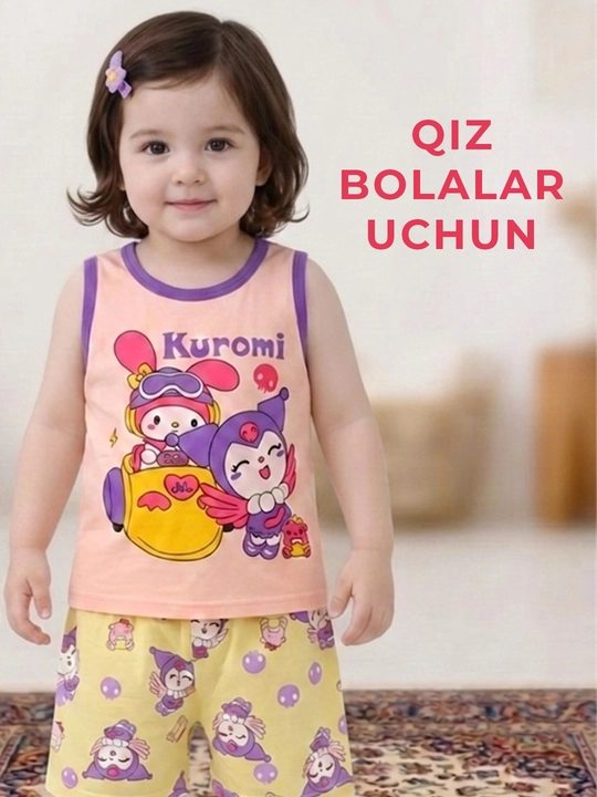 Bolalar uchun yozgi mayka va shortik, o'g'il va qiz bolalarga (3 yoshdan 5 yoshgacha)