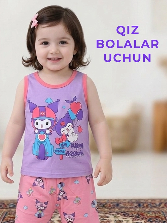Bolalar uchun yozgi mayka va shortik, o'g'il va qiz bolalarga (3 yoshdan 5 yoshgacha)
