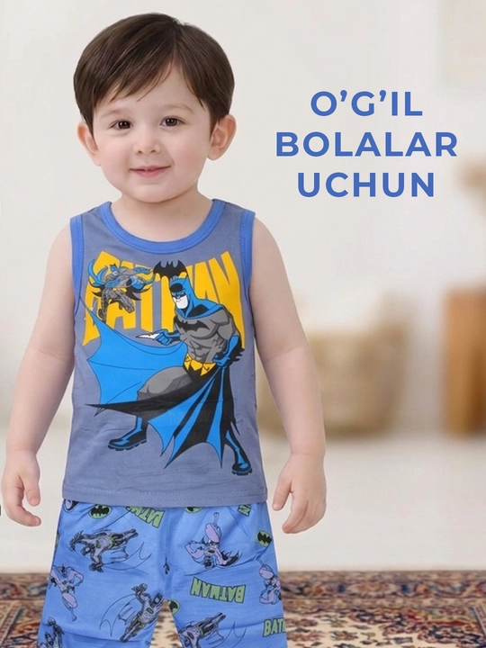 Bolalar uchun yozgi mayka va shortik, o'g'il va qiz bolalarga (3 yoshdan 5 yoshgacha)