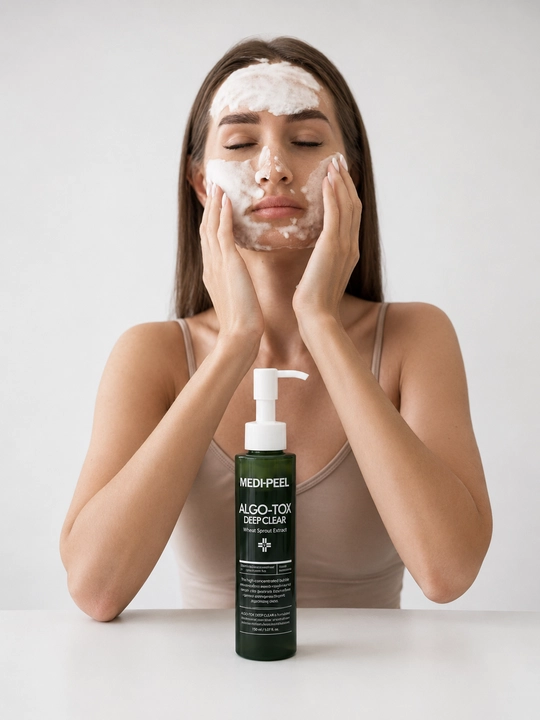 Очищающая пенка-гель для жирной кожи лица Medi-Peel Algo-Tox Deep Clear, зелёная