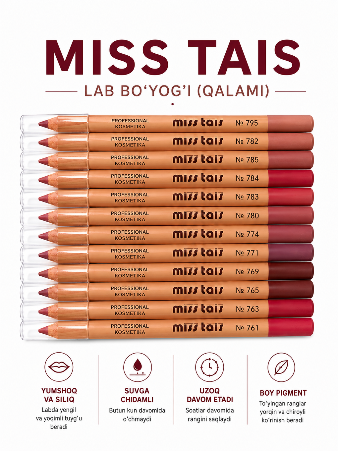 Professional lab qalami, kontur qalam Miss Tais 701, 709, 761, 765, 769, 776, 780, 785 - 
