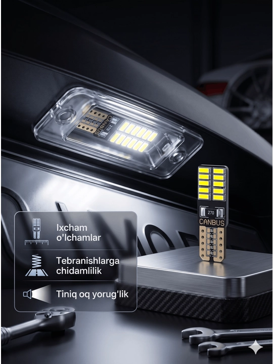 Светодиодная лампа флешка T10 LED 12V-24V для подсветки автомобильного номера машины 
