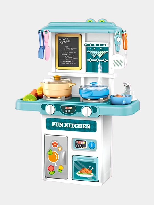 Детская игрушечная кухня, игровой набор с водой, паром, звуком , набор посуды