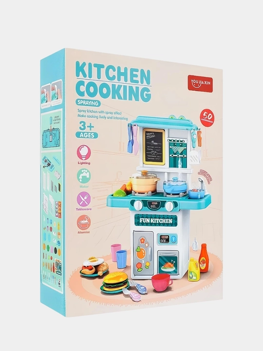 Детская игрушечная кухня, игровой набор с водой, паром, звуком , набор посуды