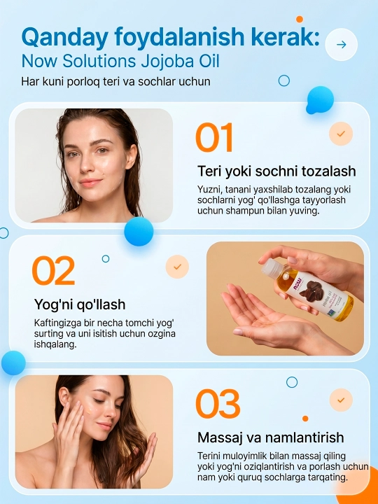Now toza jojoba yog i kosmetik, soch va tana parvarishi uchun