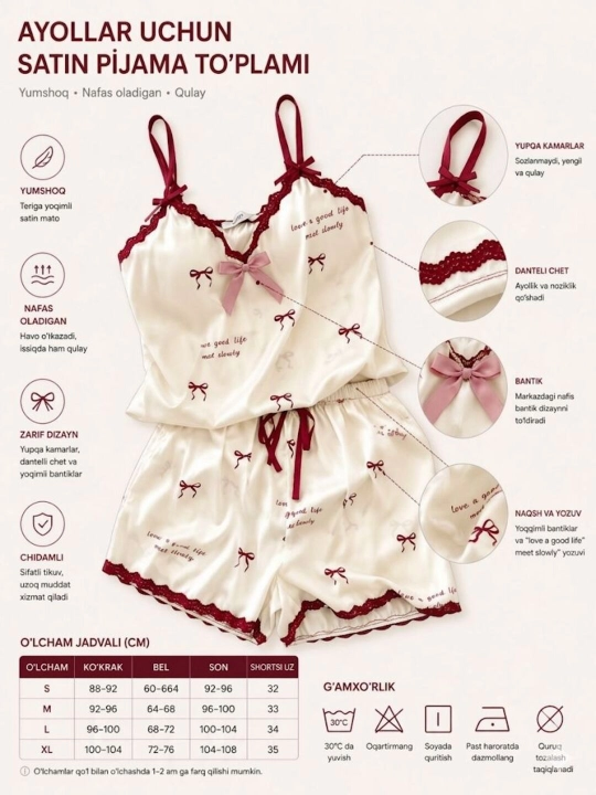 Atlas pijama ayollar uchun 2/1 Yozgi pijama tungi pijama salqin shortik mayka