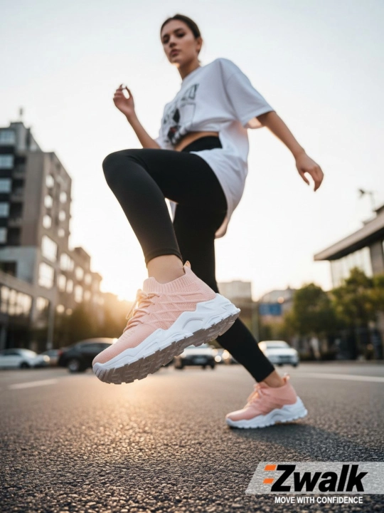 Ayollar yengil, havo o'tkazuvchi va qalin poshnali Zwalk AirWeave Flix slipon-kedalari