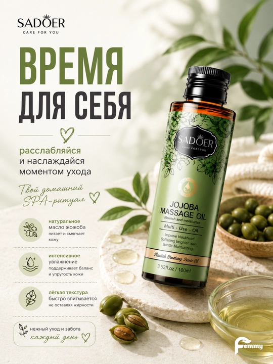 Jojoba va kokos moyi, tabiiy, 100 ml, yuz, tana va sochlar uchun kosmetik vosita