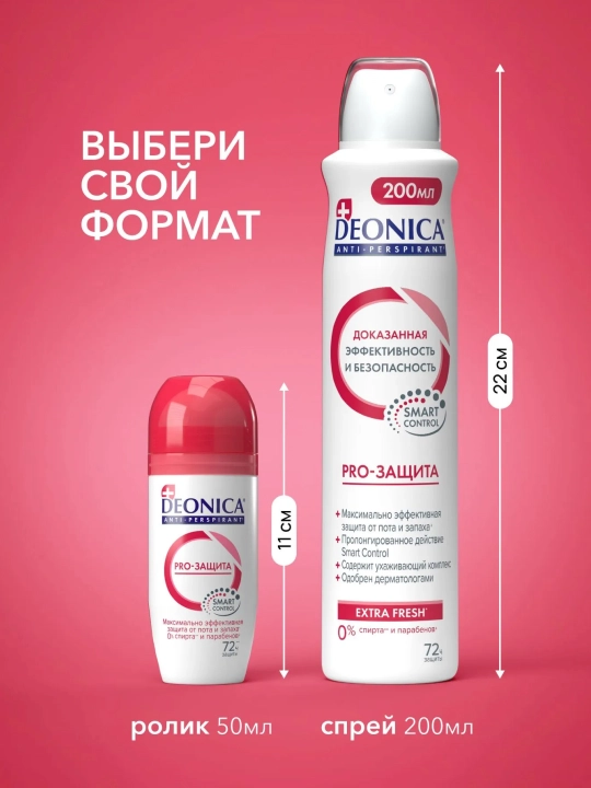DEONICA Antiperspirant Pro-himoya rolikli ayollar uchun 50ml