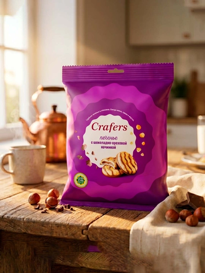 Печенье Crafers Brownie c Шоколадно ореховой начинкой, 300 г — CRAFERS-CRAFSHK