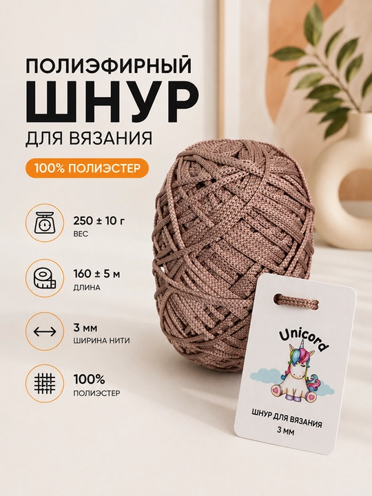 Полиэфирный шнур для вязания 3 мм - 
