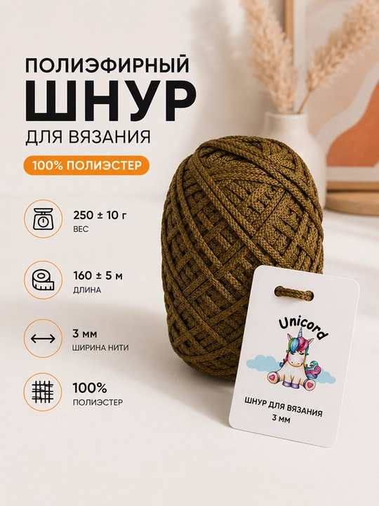 Полиэфирный шнур для вязания 3 мм