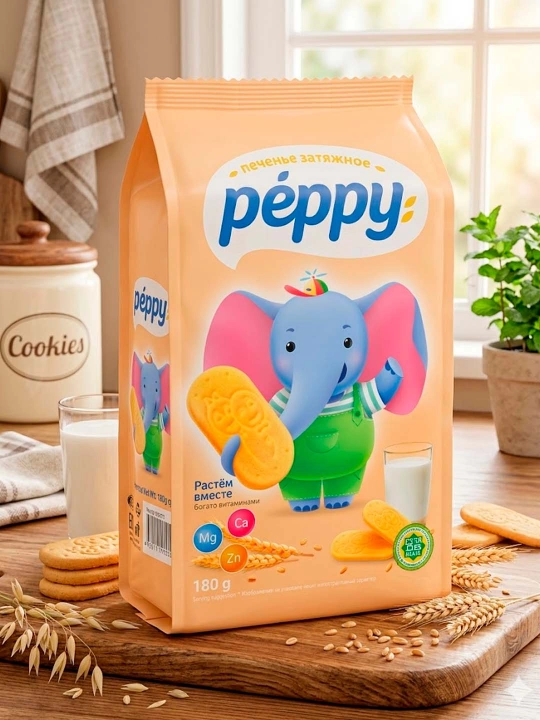Печенье затяжное Peppy Ca, Mg, Zn, 180 г - 