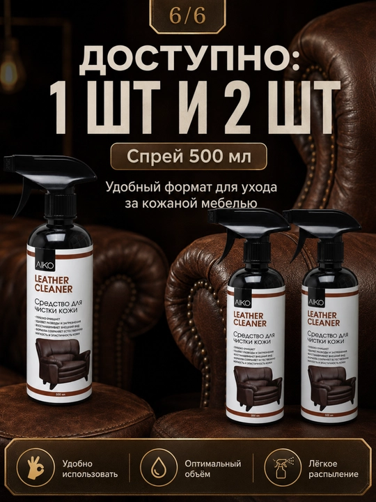 Средство для мытья и чистки мебели AIKO, очиститель мебели, стекла, кожи, ротанга
