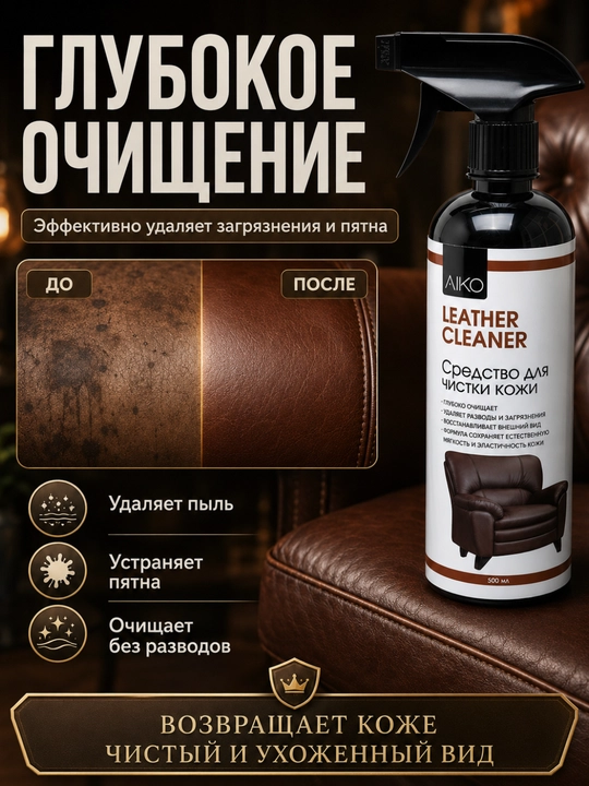 Средство для мытья и чистки мебели AIKO, очиститель мебели, стекла, кожи, ротанга