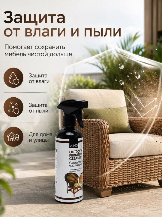 Средство для мытья и чистки мебели AIKO, очиститель мебели, стекла, кожи, ротанга