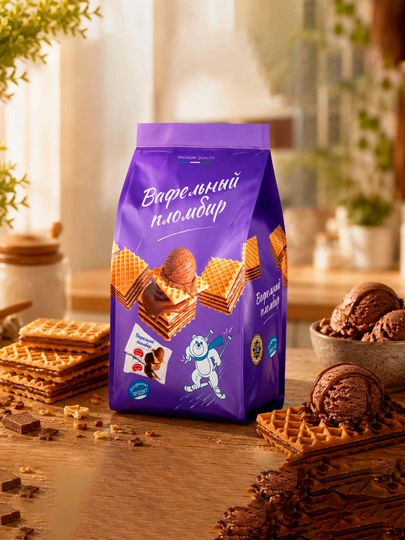 Вафли "Вафельный Пломбир", со вкусом шоколада, 400 г — CRAFERS-ВАФЕЛЬН