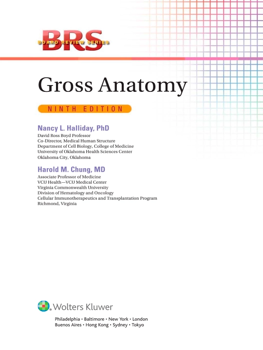 GROSS ANAOMY NINTH —  Nancy L. Halliday, PhD Harold M. Chung, Md