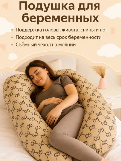 Подушка для беременных для сна, кормления и отдыха — МЕХРУЗА-ПОДУШКАДЛЯБЕРЕМЕННЫХ-БЕЖЕВ