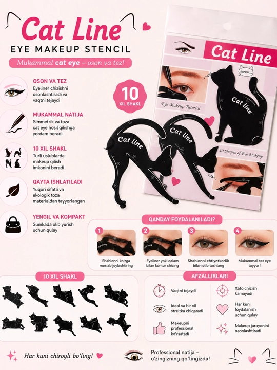 Mushukcha Style Eyeliner shabloni, ko'z uchun - 
