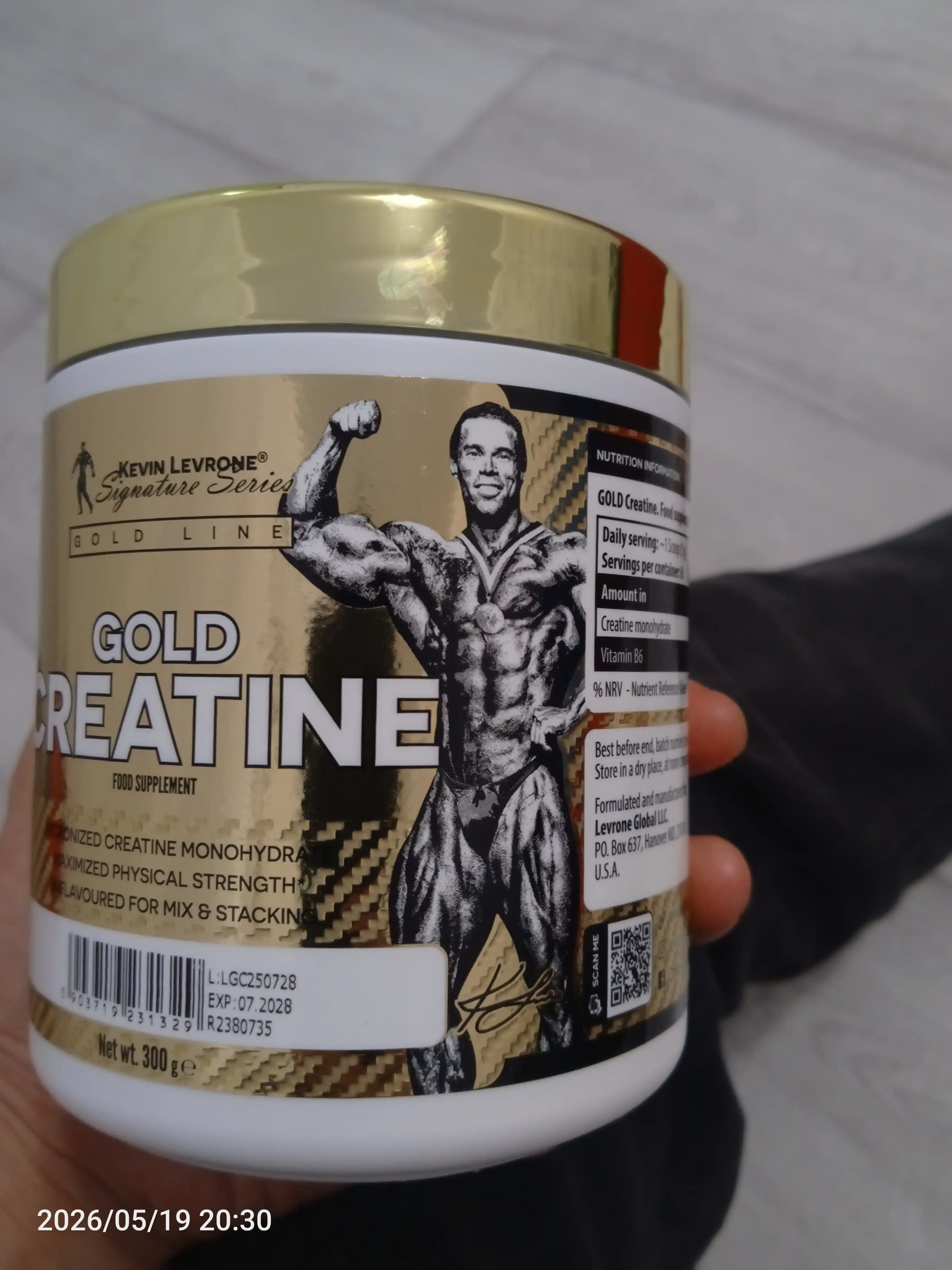 Kreatin monohidrat Kevin Levrone Oltin Kreatin + B6, ta'msiz, 300 g