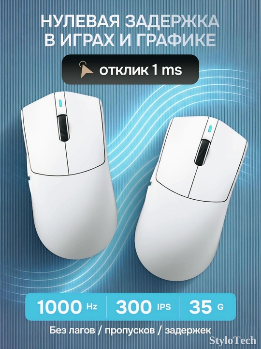 Игровая мышь компьютерная, беспроводная мышь для игр и офиса, бесшумная с RGB подсветкой