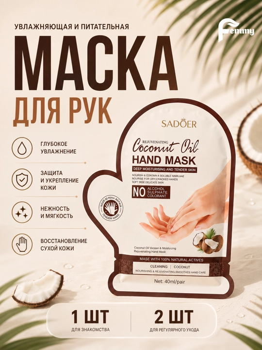 Маска для рук и ног, набор масок, обогащенный кокосовым маслом и витамином Е Садоер - 