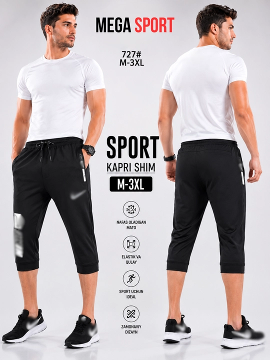 Erkaklar uchun sport shortik, elastik, zal, fitnes va yugurish shortigi, M-3XL
