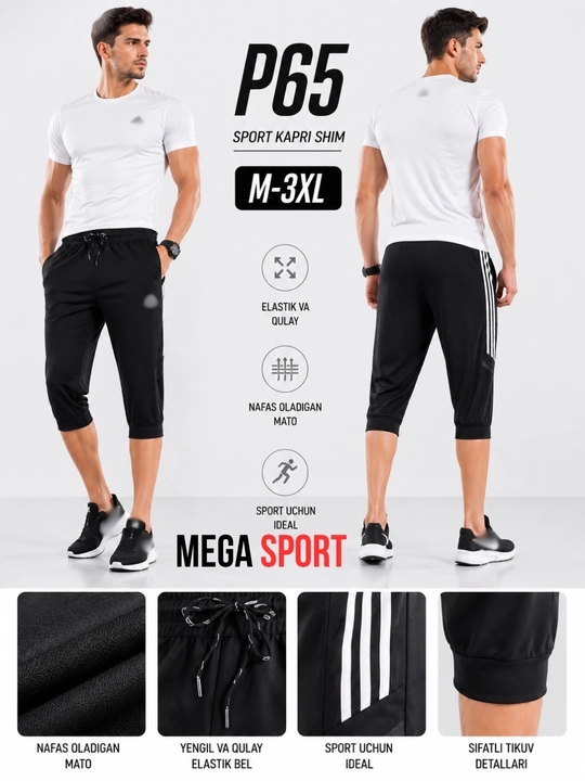 Erkaklar uchun sport shortik, elastik, zal, fitnes va yugurish shortigi, M-3XL