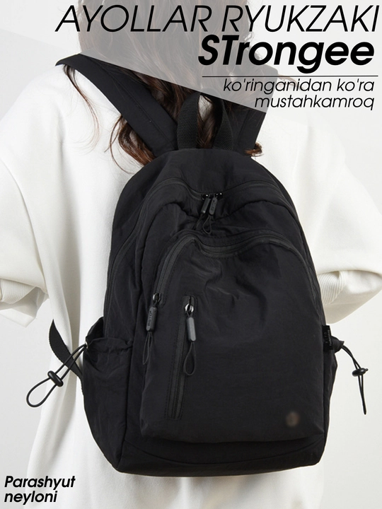 Ayollar ryukzagi STrongee, shahar, maktab, 14″ noutbuk uchun, A4, neylon