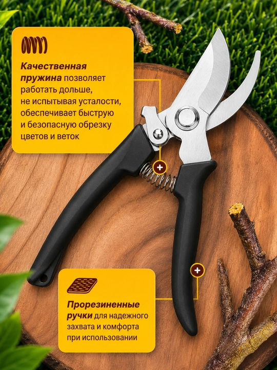 Bosh va butalarni kesish uchun universal bog' sekatori (190 mm)