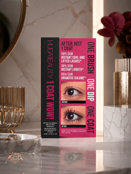 Huda Beauty 1 Coat Wow Mascara Very Vanta, чёрная тушь, эффект объёма и длины - 
