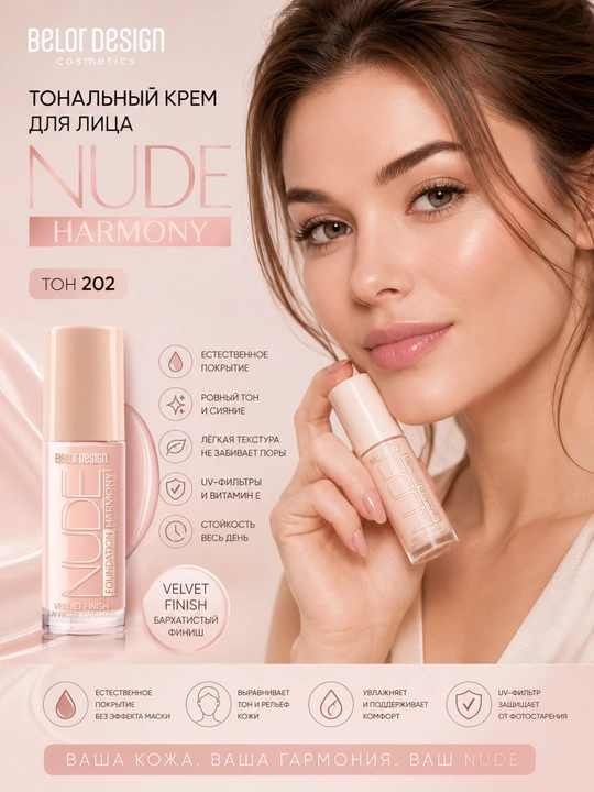 Тональный крем для лица Belor Design NUDE HARMONY  - 