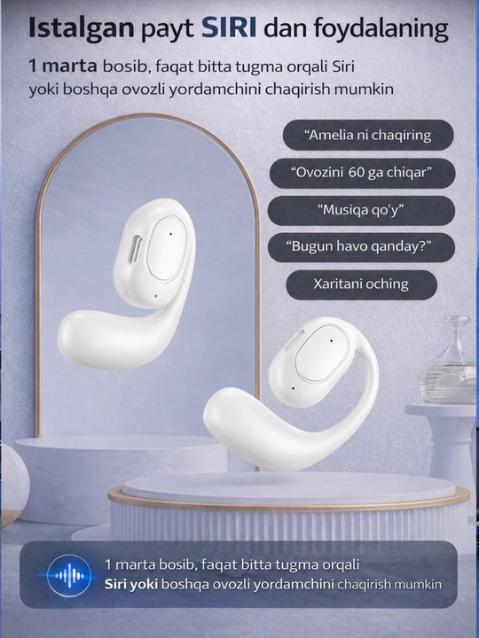 Simsiz Bluetooth quloqchin, bir quloq uchun garnitura, mikrofoni bilan, unisex - 