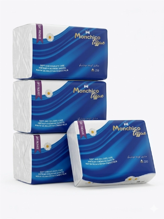 Салфетки бумажные гипоаллергенные Monchico, 800 шт, 4 упаковок - 