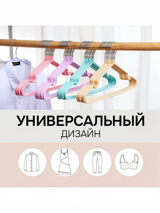 Вешалки для одежды, набор 10 шт, прочные антискользящие плечики для шкафа