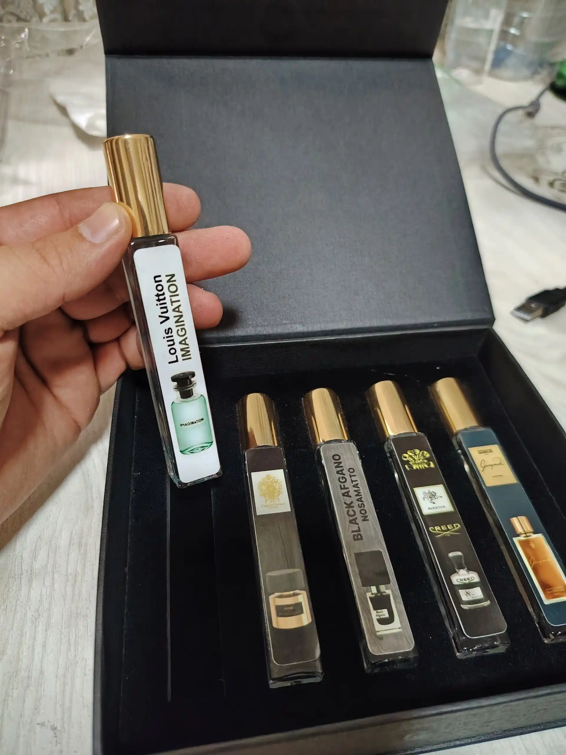 Erkaklar uchun sovg'a: atirlar to'plami 5 tasi 1 da — Ganymede, Black Afgano, Creed, 10 ml