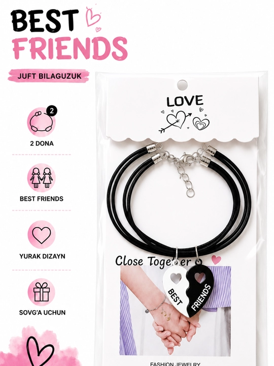 Парные браслеты Best Friends для девушек, дизайн сердце - 