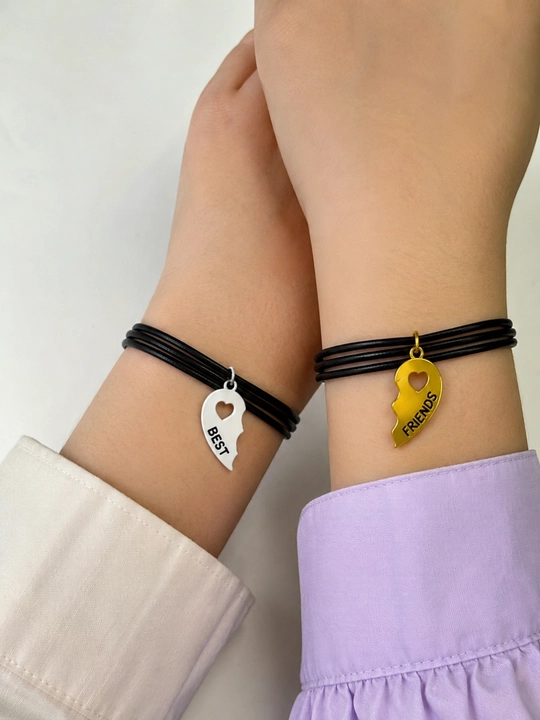 Парные браслеты Best Friends для девушек, дизайн сердце